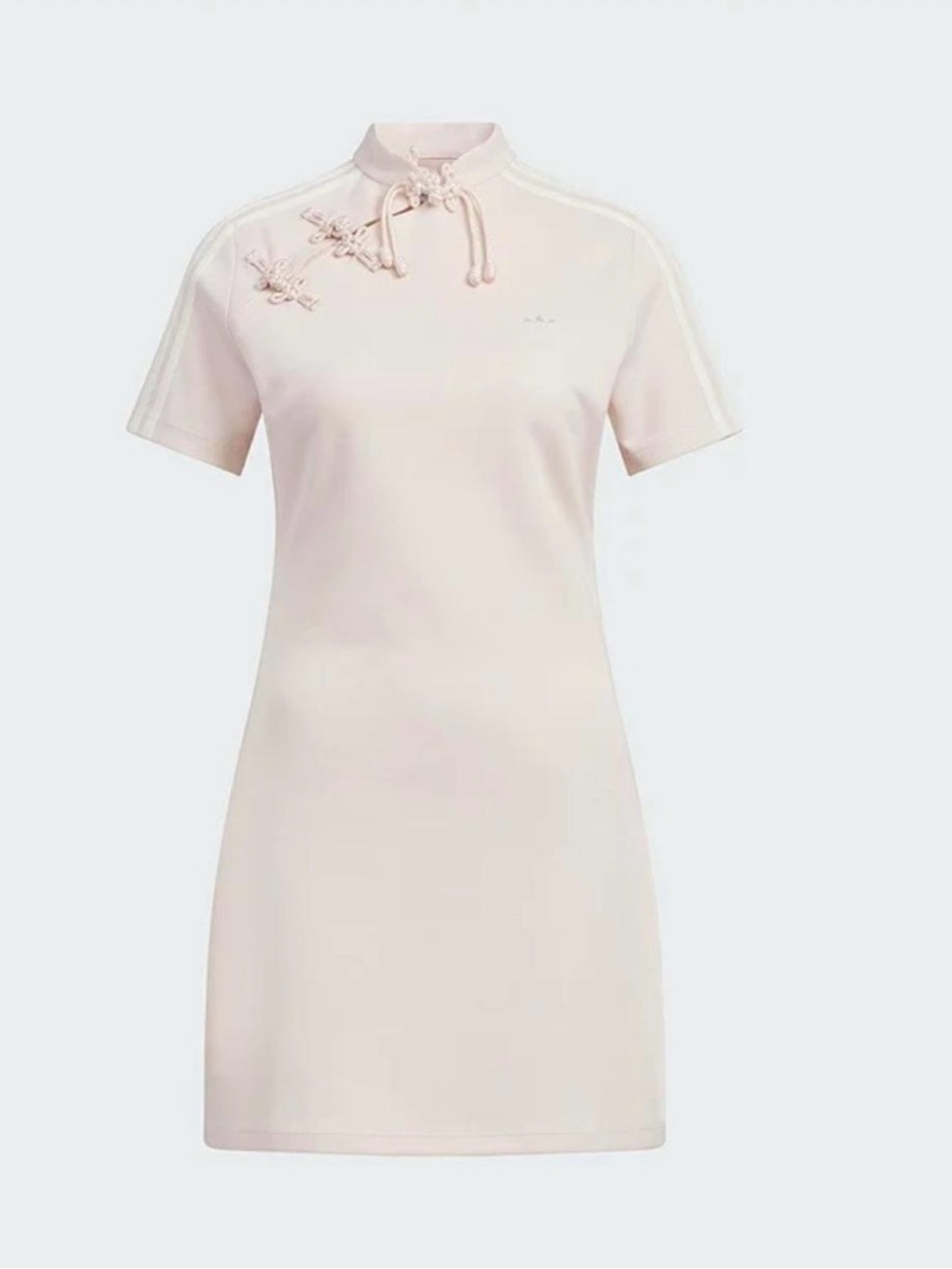 adidas Short Sleeve Mandarin Collar Mini Dress in Light Pink